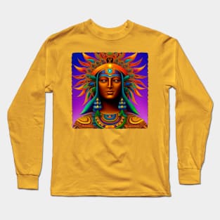 New World Gods (26) - Mesoamerican Inspired Psychedelic Art Long Sleeve T-Shirt